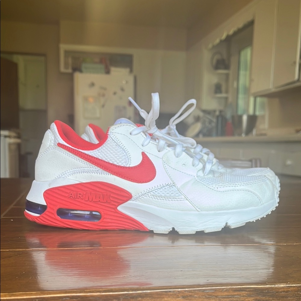 Nike Air Max White and Red Sneakers